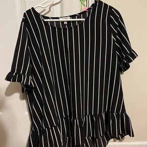 Black shirt with white stripes